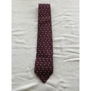 Brooks Brothers 100% Silk Polo Helmet Tie Maroon Preppy Equestrian Horses